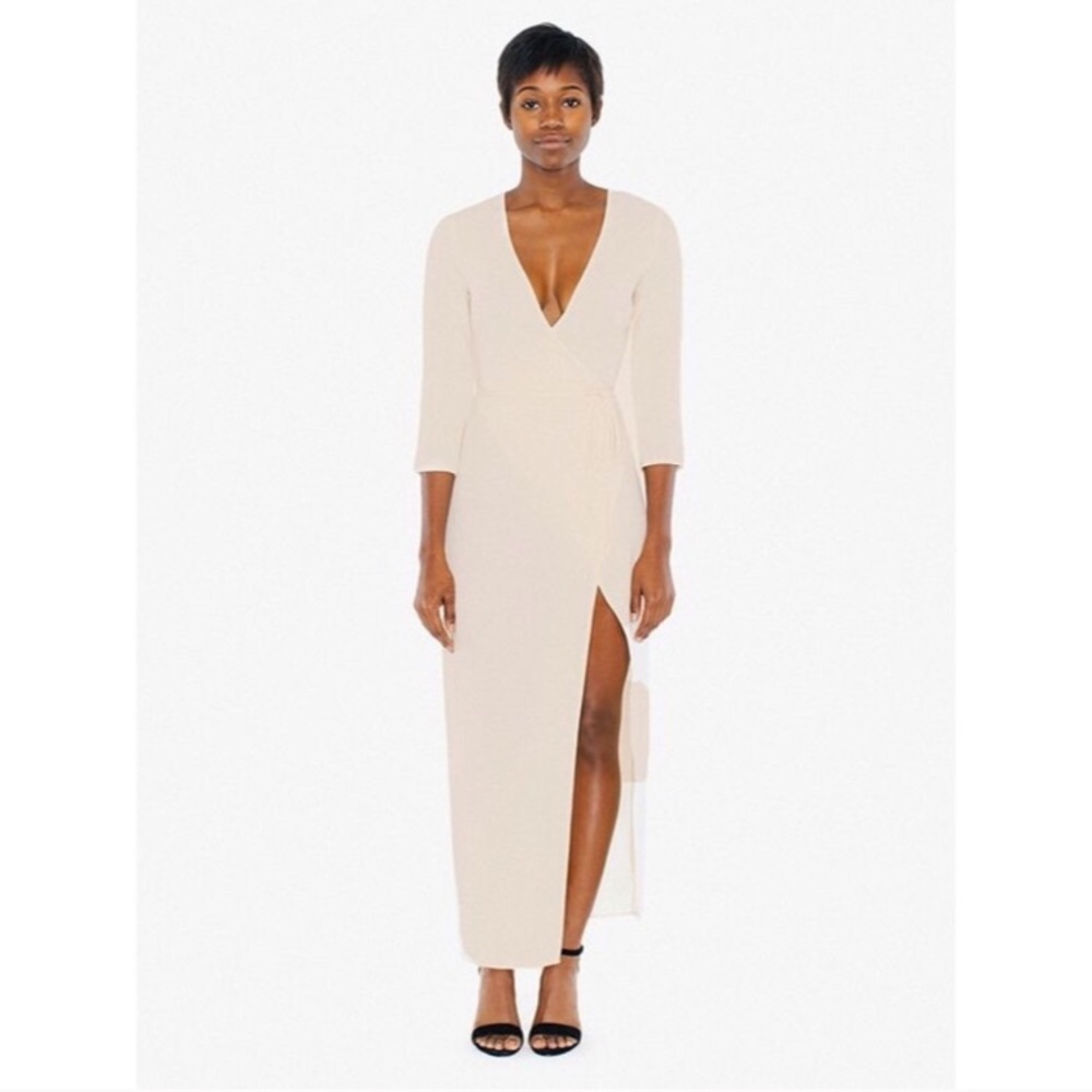 NWT AA Crepe long sleeved maxi wrap dress ivory